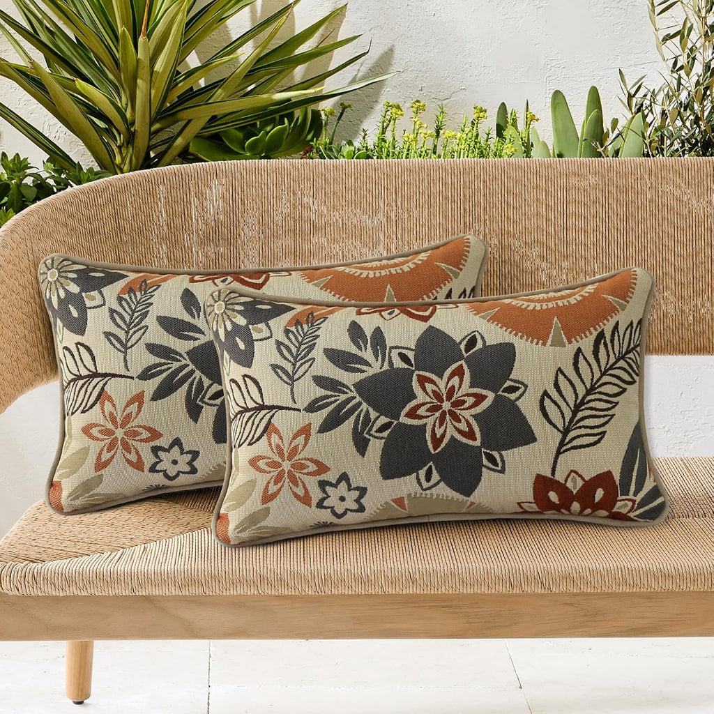 Outdoor Sunbrella Decorative Pillows Pack of 4, 20" x 12" Outdoor Pillow Set for Couch Bed Throw Patio Sofa, Airies Marble
