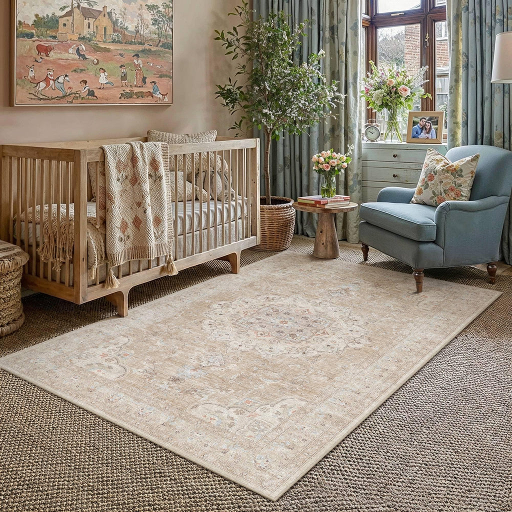 HUGEAR 8x10 Beige Neutral Area Rugs Washable Rug Carpet