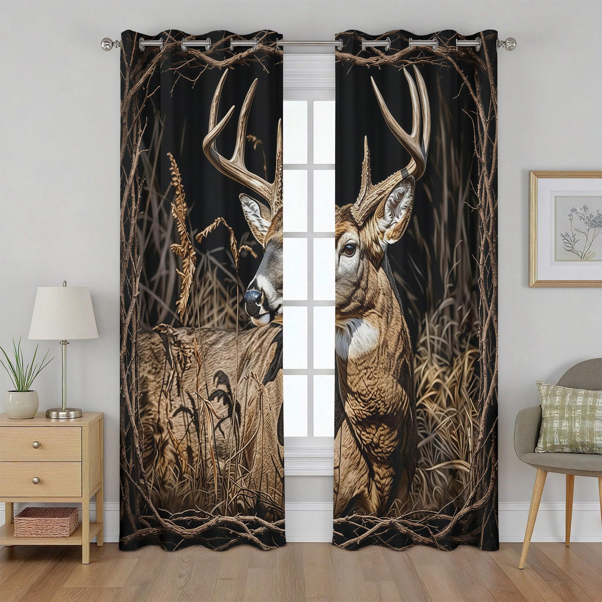 Chicken Curtains for Bedroom, Botanical Leave Chicken Curtains