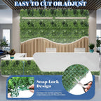ECOOPTS 20"x20" Faux Ivy Privacy Fence Screen Artificial Boxwood Panels Topiary Hedge Plants for Indoor Outdoor Decoration, #4 Mixed Leaves, 21 Packs