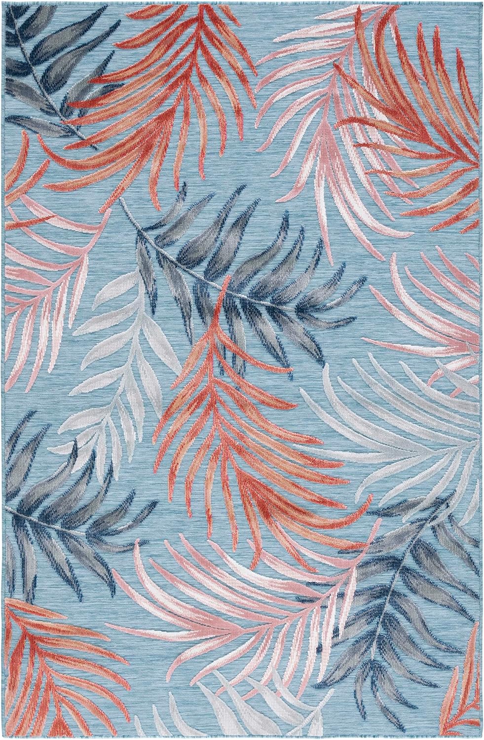 SAFAVIEH Washable Rug Outdoor Cabana Collection - 6'5" x 9'6", Blue & Rust, Non-Shedding & Easy to Clean, Ideal for Patio, Backyard, Mudroom (CBN458M)