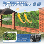 ECOOPTS 40"x40" Faux Ivy Privacy Fence Screen Artificial Boxwood Panels Topiary Hedge Plants for Indoor Outdoor Decoration, 9 Mixed Leave, 3 Packs
