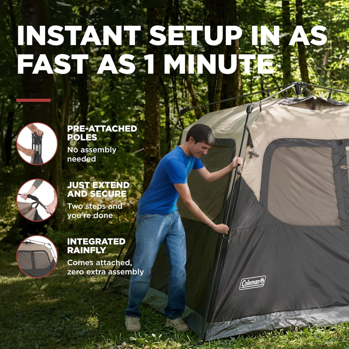 Coleman 4/6/8/10 Person Instant Camping Tent with 1-Minute Setup