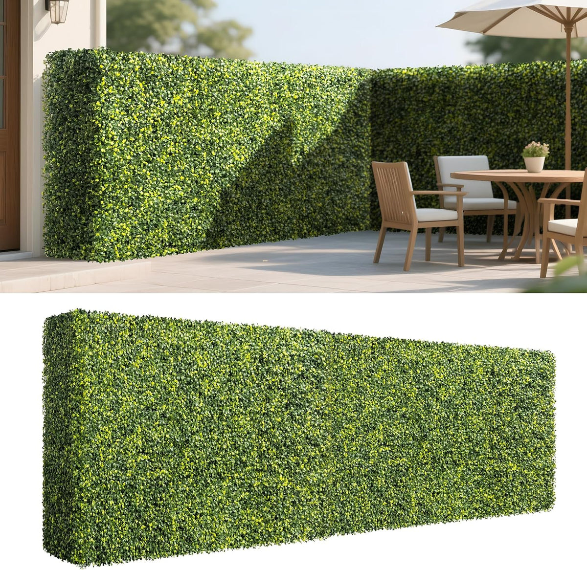 Patio Rigid Panel- Artificial Grass Wall Hedge 54" W x 36" H x 6" D Faux Boxwood Panels with Fake Plants Greenery Backdrop Room Divider Privacy Planters for Patio Office Balcony Porch