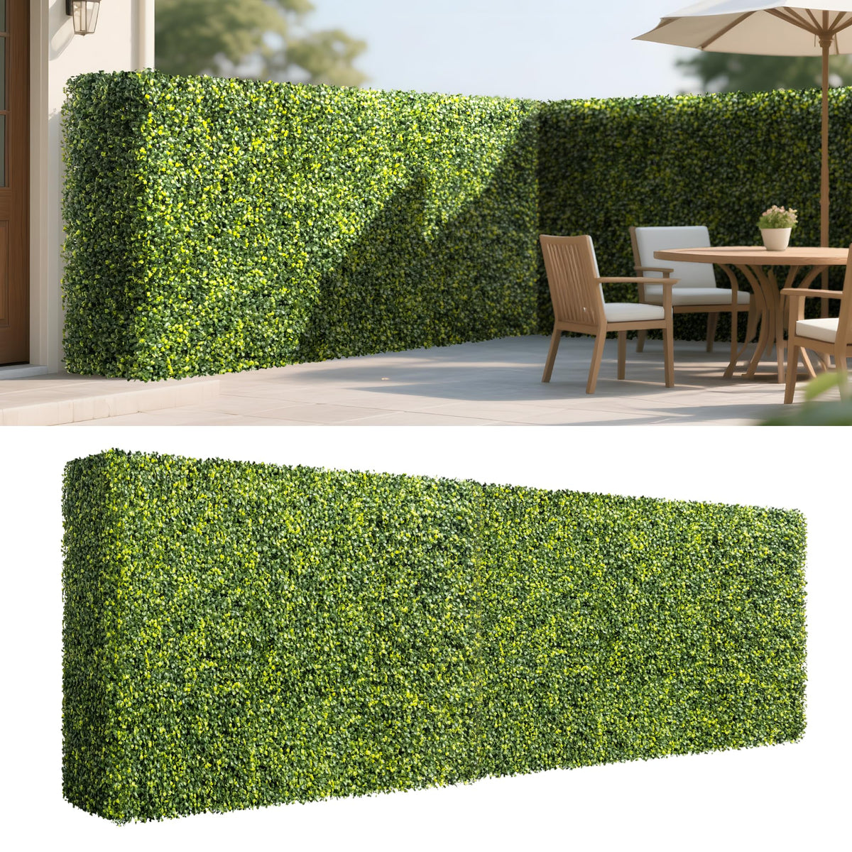 Patio Rigid Panel- Artificial Grass Wall Hedge 54" W x 36" H x 6" D Faux Boxwood Panels with Fake Plants Greenery Backdrop Room Divider Privacy Planters for Patio Office Balcony Porch