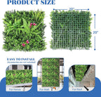 ECOOPTS 20"x20" Faux Ivy Privacy Fence Screen Artificial Boxwood Panels Topiary Hedge Plants for Indoor Outdoor Decoration, 12 Mixed Leaves, 21 Packs