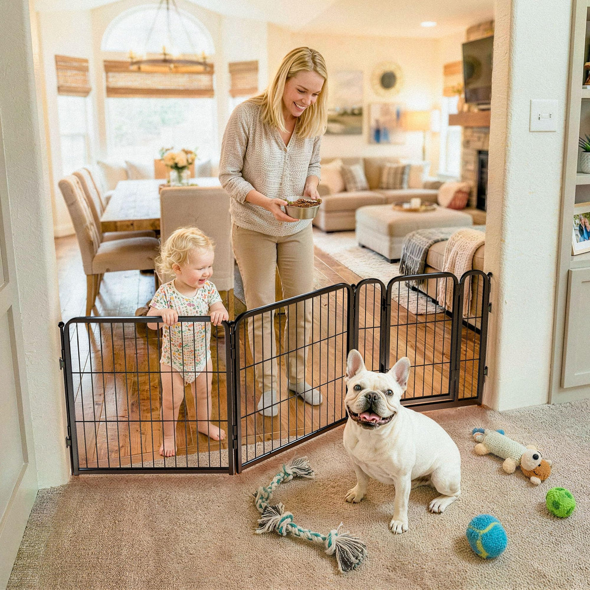 FXW Dog Gate, Extra Wide Adjustable for Openings Up to 165", 32" H