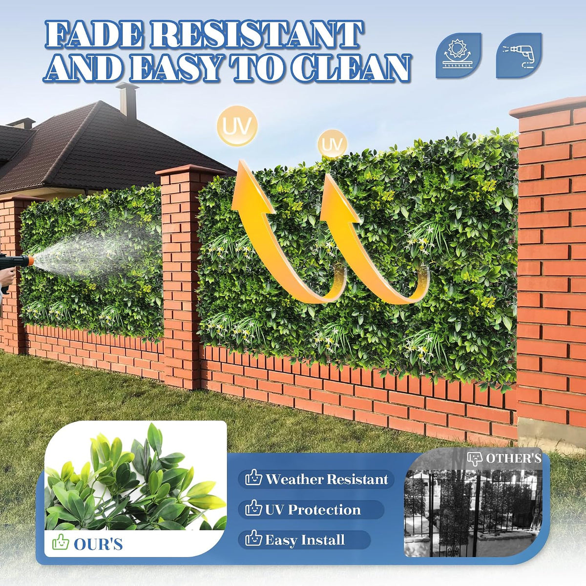 ECOOPTS 20"x20" Faux Ivy Privacy Fence Screen Artificial Boxwood Panels Topiary Hedge Plants for Indoor Outdoor Decoration, #6 Mixed Leaves, 15 Packs