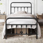 Yaheetech Queen Metal Platform Bed Frame, Victorian Headboard & Footboard