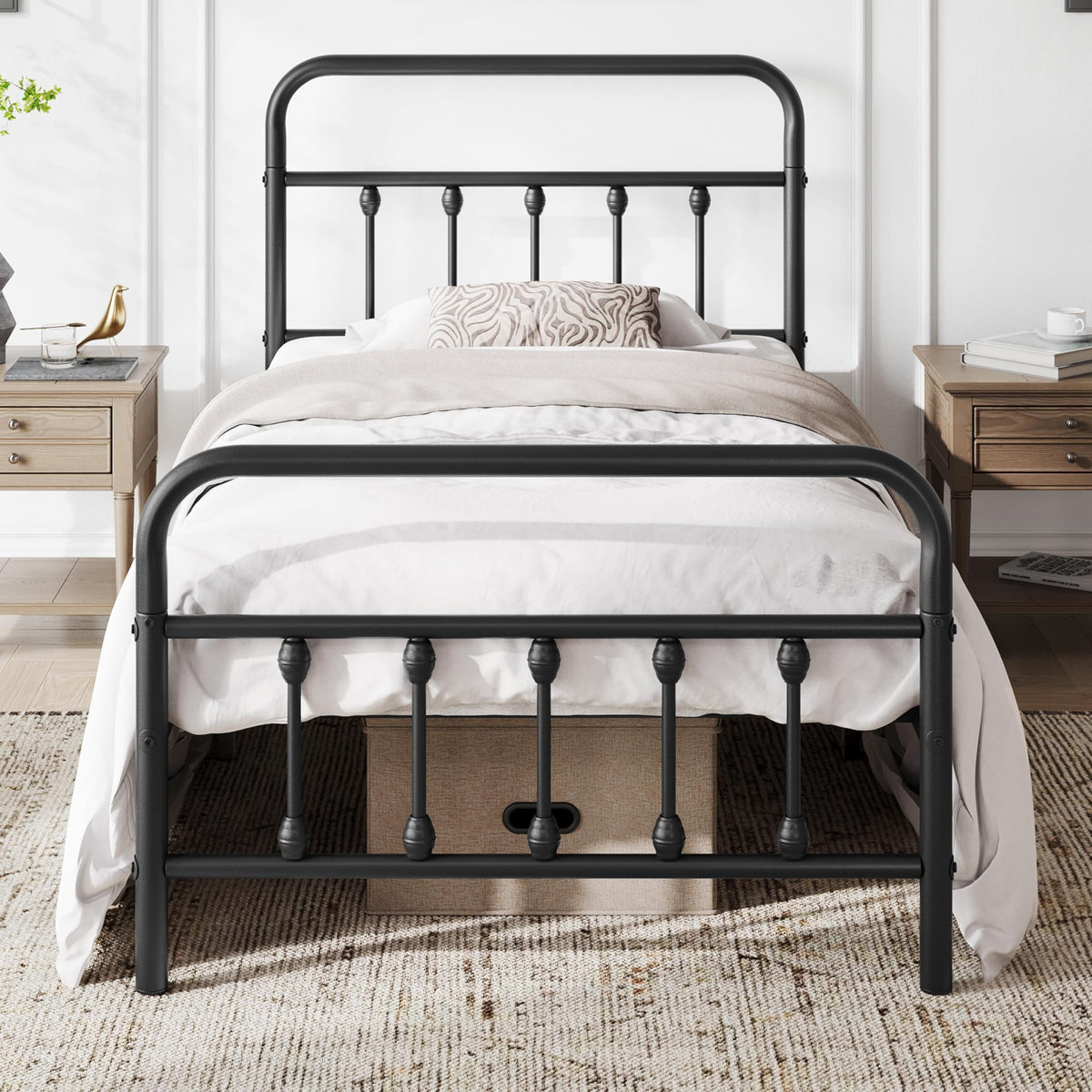 Yaheetech Queen Metal Platform Bed Frame, Victorian Headboard & Footboard