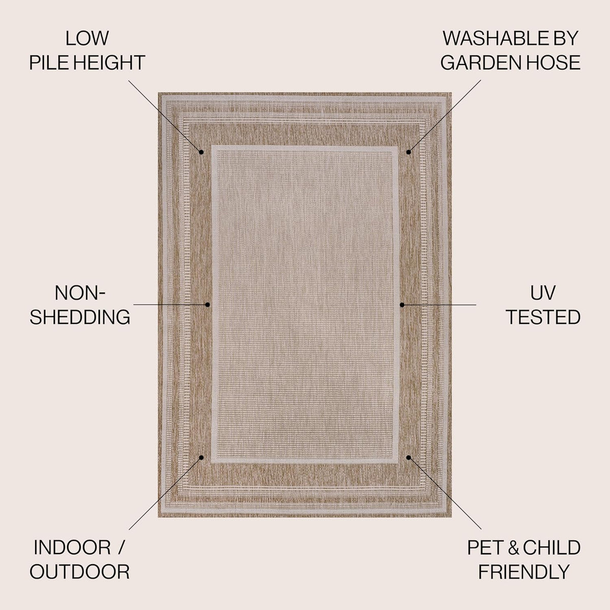 JONATHAN Y Border Stripe Indoor Outdoor Area Rug 8X10 Beige/Cream, Beckett Classic Casual for Backyard, Patio, Porch, Easy-Cleaning, High Traffic, Pet-Friendly, Non-Shedding (TSN208A-8)
