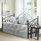 HESTIN 4Pcs Sky Blue Scallop Daybed Cover Set 75"x39" Petunia Embroidery