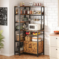 IRONCK Corner Bakers Rack with Outlet, 6-Tier Coffee Bar Cabinet 40.9"