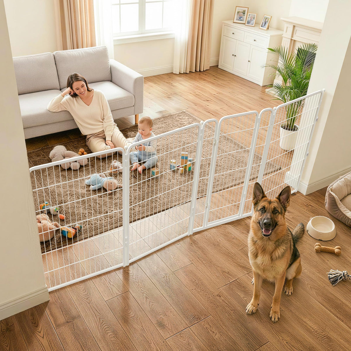 FXW Dog Gate, Extra Wide Adjustable for Openings Up to 165", 32" H