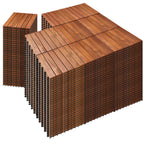 PrimeZone 54 PCS Solid Acacia Wood Interlocking Deck Tiles, Natural Wood