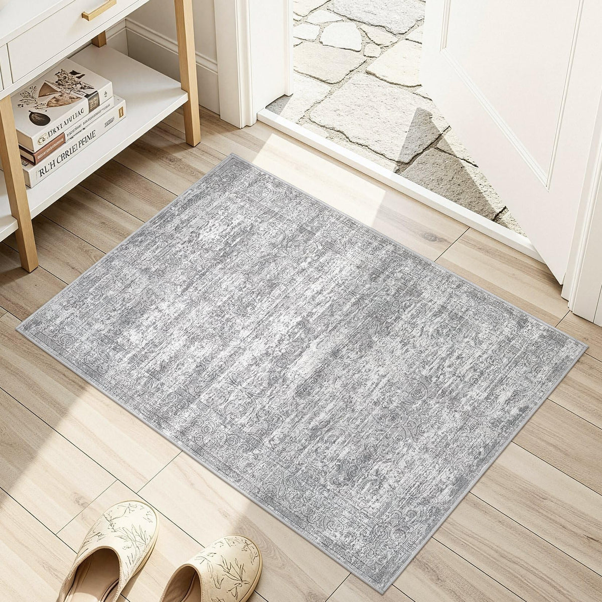 DMOYEST Area Rug Living Room Rugs 9x12 Washable Abstract Grey Carpet