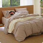 Bedsure PureWoven Gingham Duvet Cover Set Linen‑Like, King Size, 3-PC