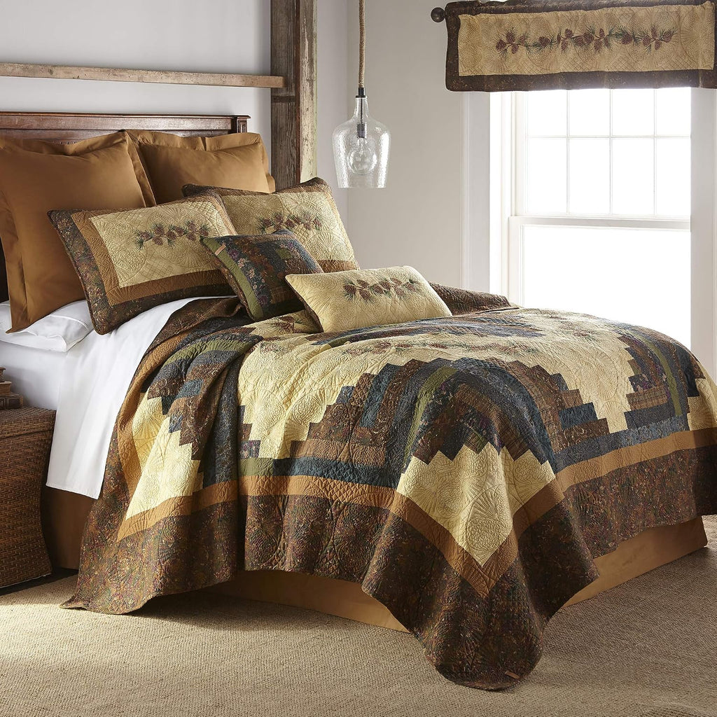 Donna Sharp Cotton Twin Quilt - Cabin Raising Pine Cone, 68" x 90"