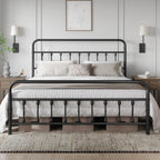 Yaheetech Queen Metal Platform Bed Frame, Victorian Headboard & Footboard