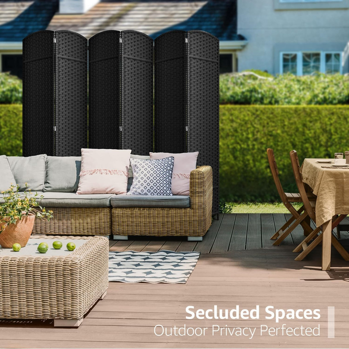 Sorbus Foldable Room Divider, Mesh Privacy Screen (6 Panel, Black)