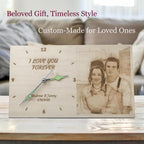 Large Personalized Wooden Clock - Customizable with Photos and Text, Battery Operated