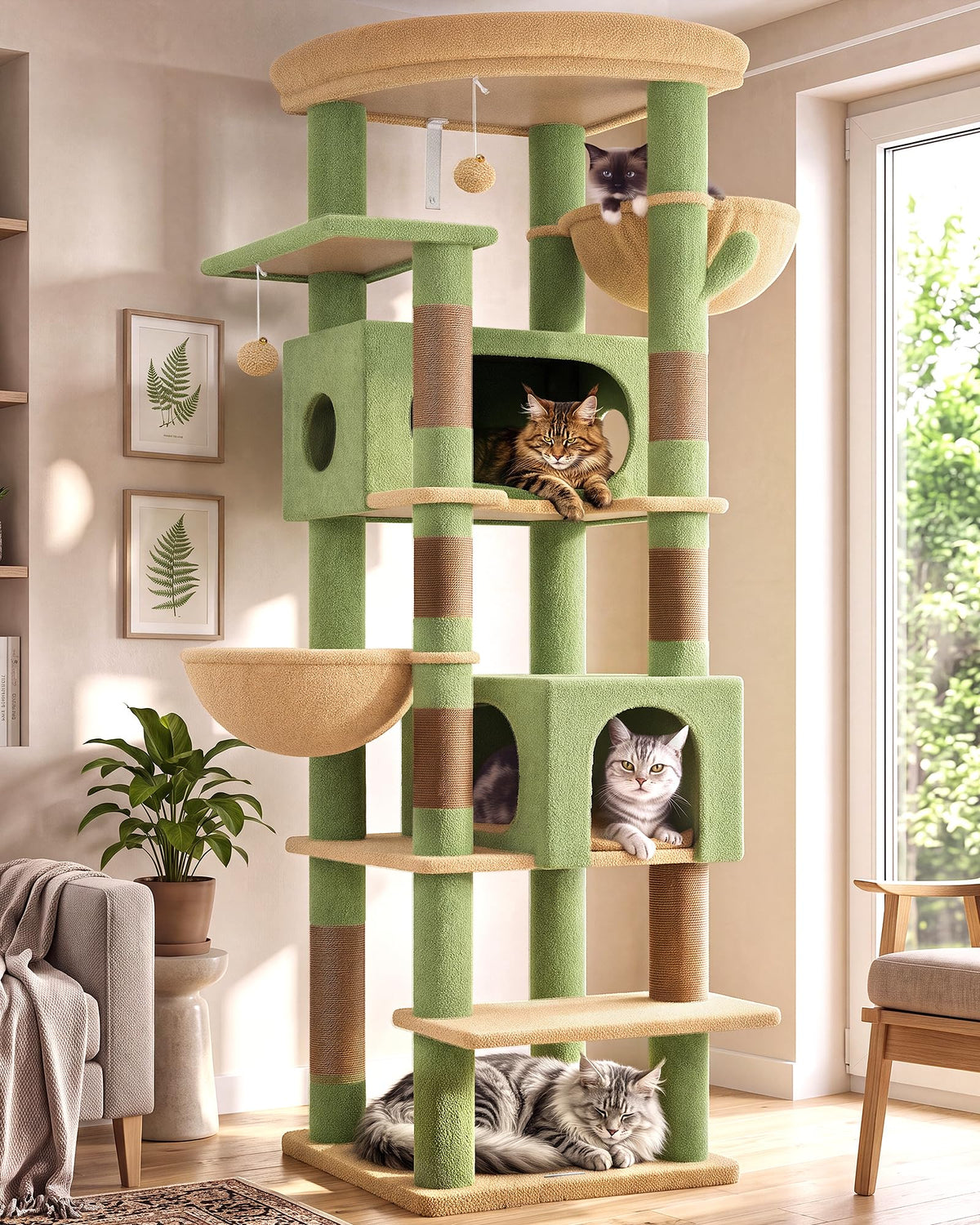 Globlazer 74in Heavy Duty Cat Tree Tower for Indoor Cats Large Adult, S74