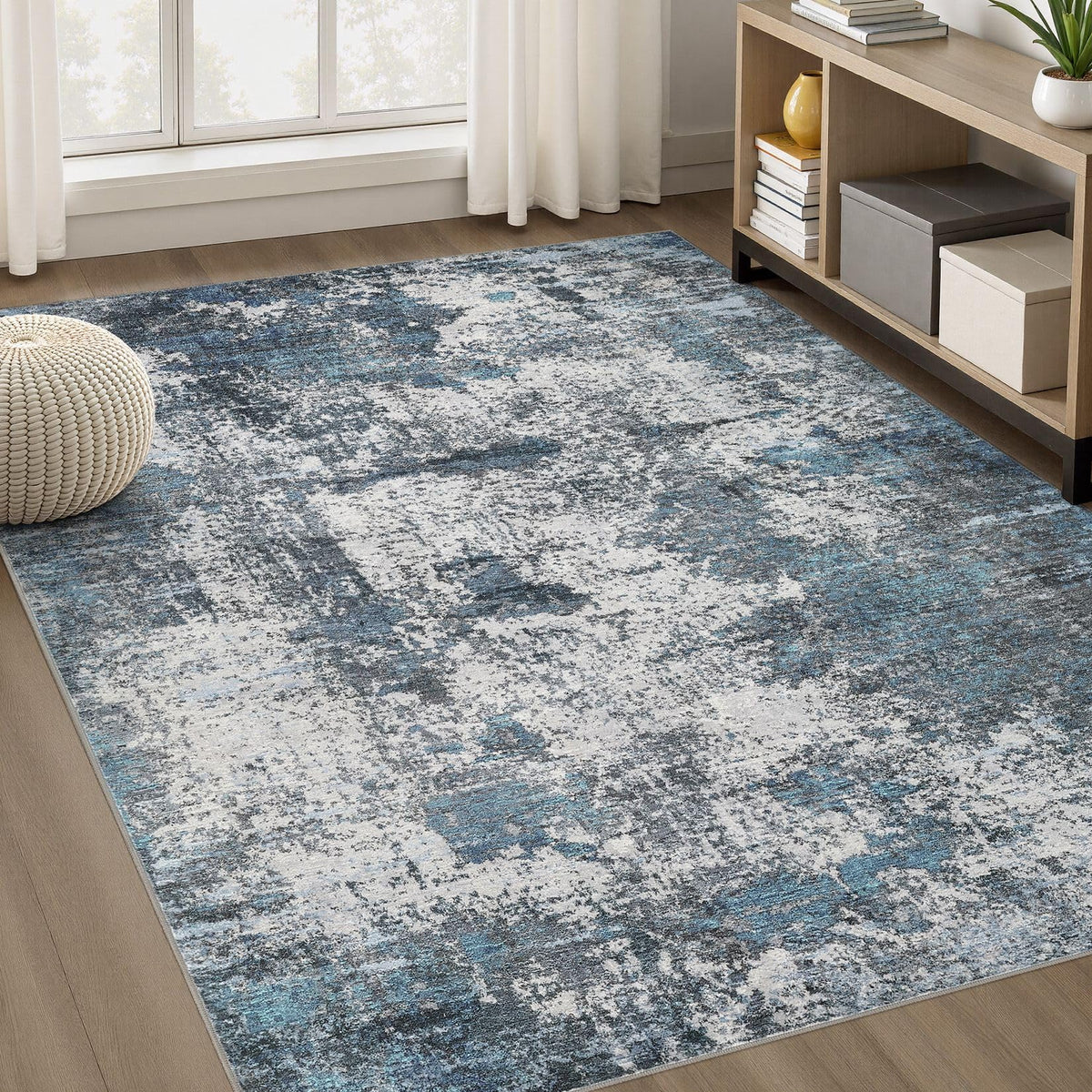 DMOYEST Area Rug Living Room Rugs 9x12 Washable Abstract Grey Carpet
