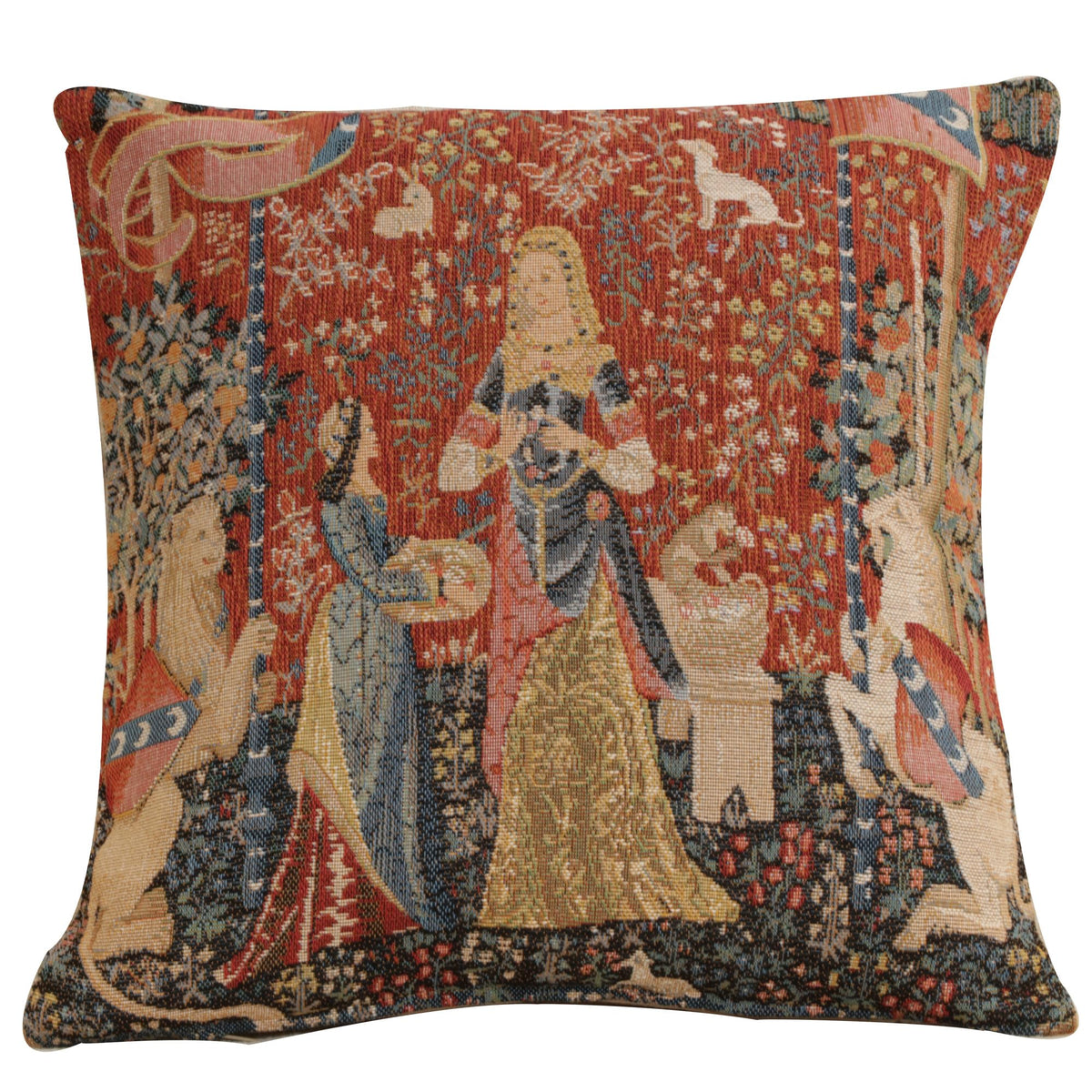 Medieval Rabbit I Tapestry Throw Pillow Cover 19"x19" With Invisible Zipper