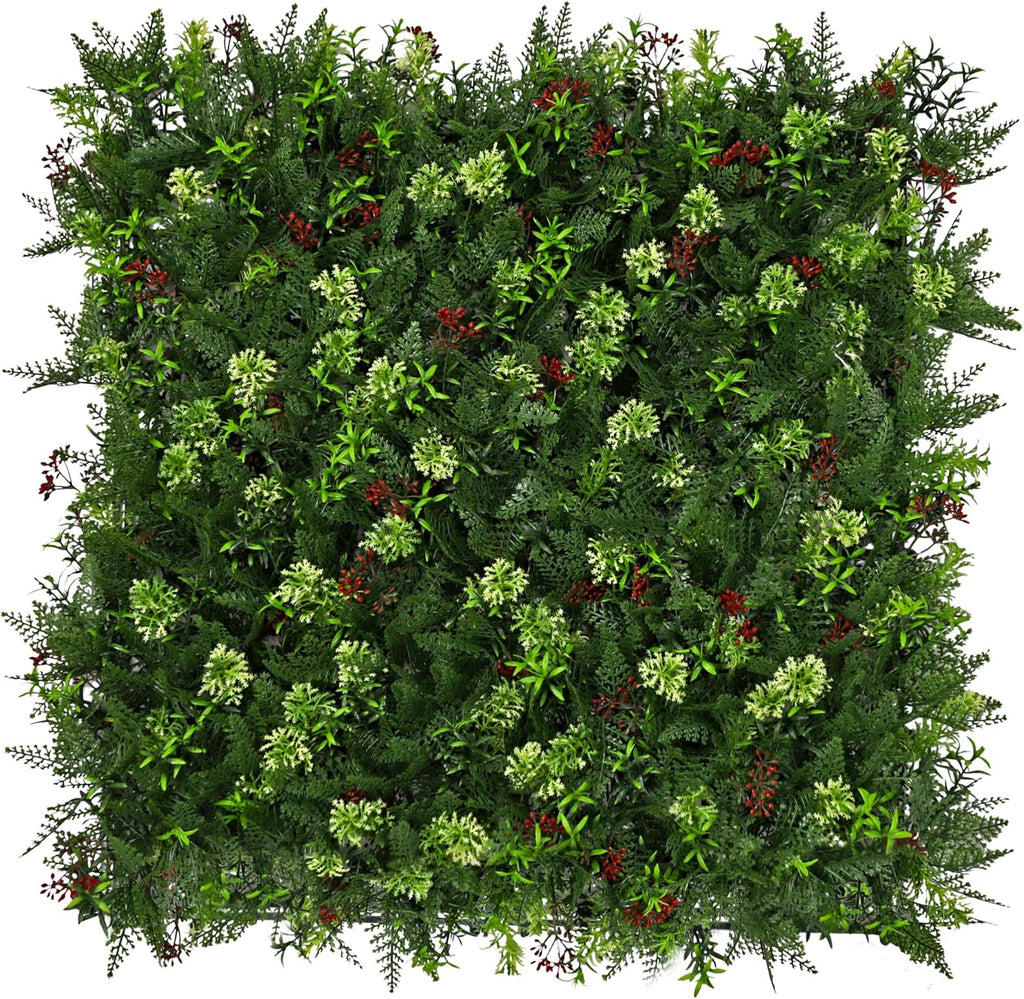 ECOOPTS 20"x20" Faux Ivy Privacy Fence Screen Artificial Boxwood Panels Topiary Hedge Plants for Indoor Outdoor Decoration, #16 Mixed Leaves, 15 Packs