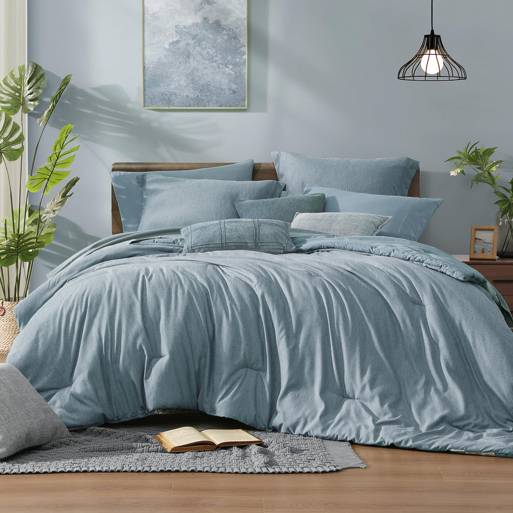 Monbix King Size Comforter Set Olive Green 7 Pieces Bed in a Bag