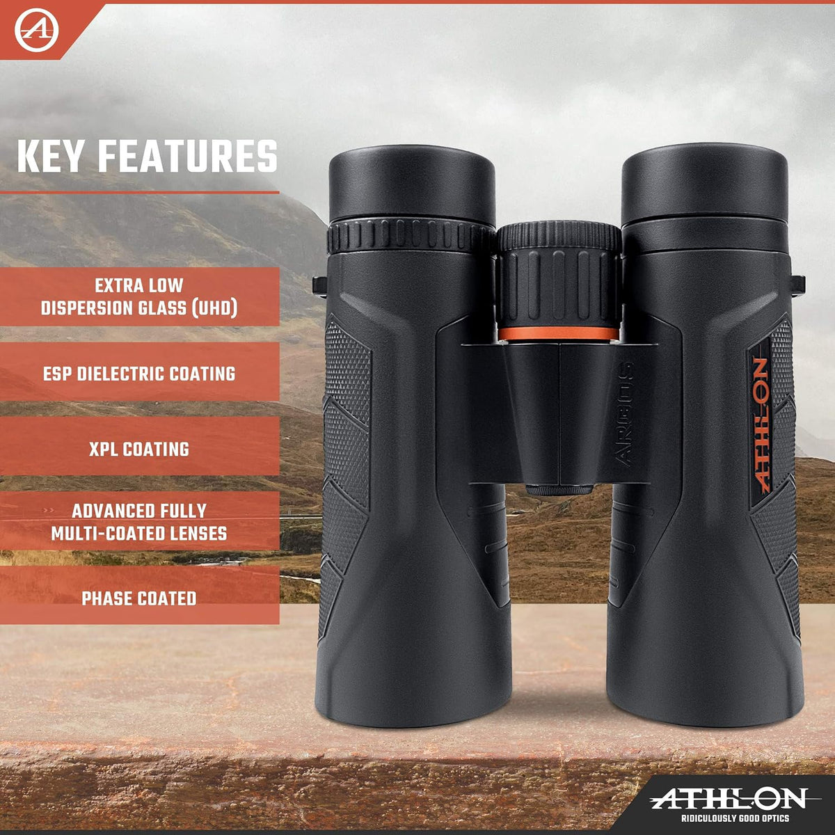 Athlon Optics 10x42 Argos G2 UHD Black Binoculars with Eye Relief for Adults and Kids, High-Powered Binoculars for Hunting, Birdwatching, and More