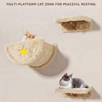 13-in-1 Cat Wall Shelves, Moon & Bridge Cat Wall Furniture, Beige