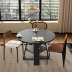 43.3"-59" Extendable Round Oval Dining Table for 4-8 with Storage Shelf