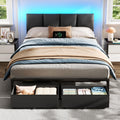 Furnulem Full Size Bed Frame with Upholstered Headboard & 2 Storage Drawers