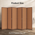 JOSTYLE 6 Panel Folding Privacy Screen 6ft Bamboo Freestanding Room Divider