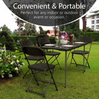 2 PACK of 4 Feet Foldable Table Adjustable Height with Built in Handle, Steel Legs | 4FT Heavy Duty Portable | Perfect for Party Dining Wedding Events Picnic Indoor Outdoor Camping Folding - 4 Foot