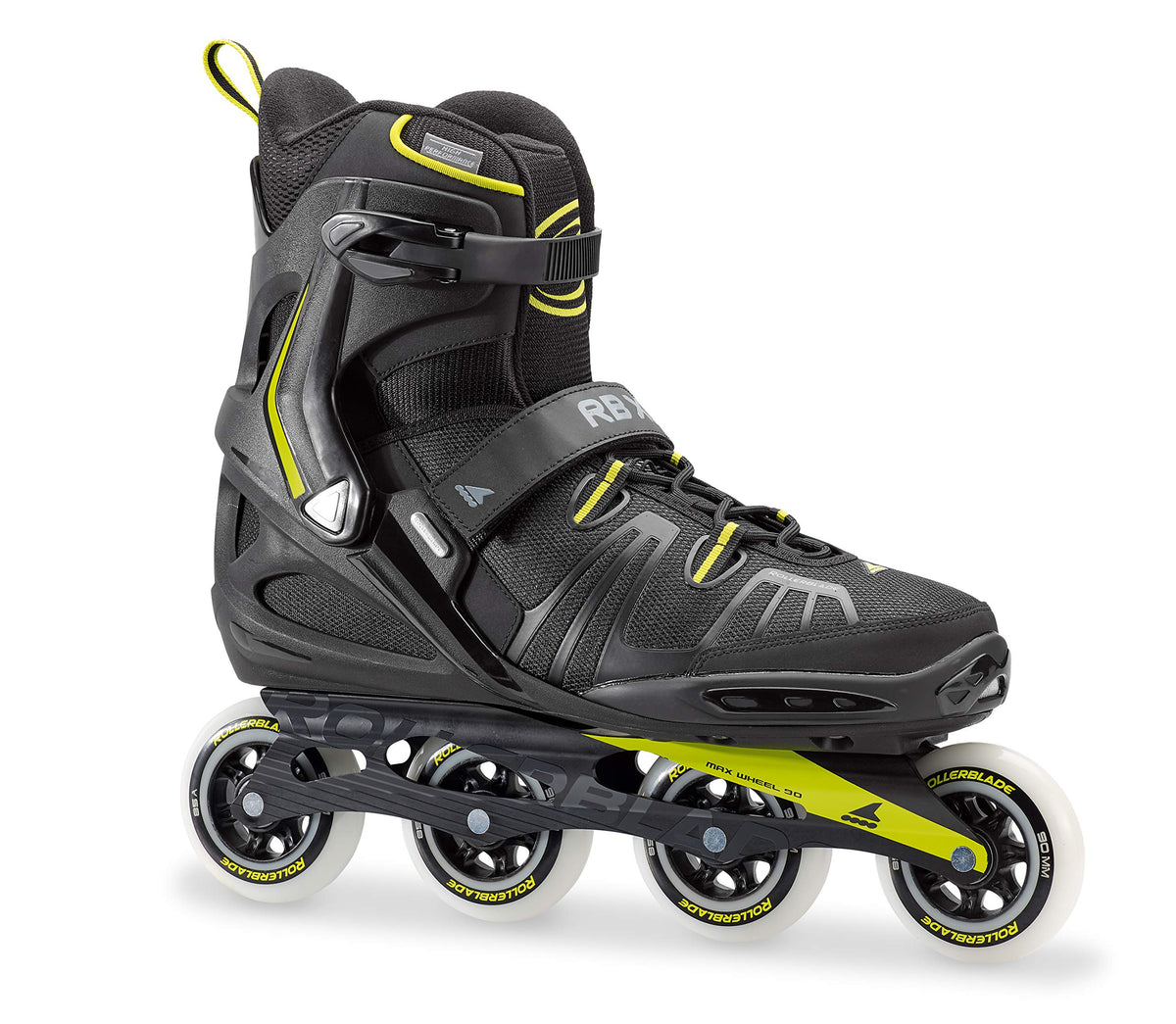 Rollerblade RB XL Men's Adult Fitness Inline Skate, Black and Lime, High Performance Inline Skates