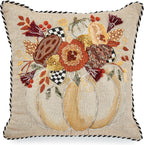 MACKENZIE-CHILDS Throw Pillow, 18x18, Autumn Frost Beaded Pumpkin