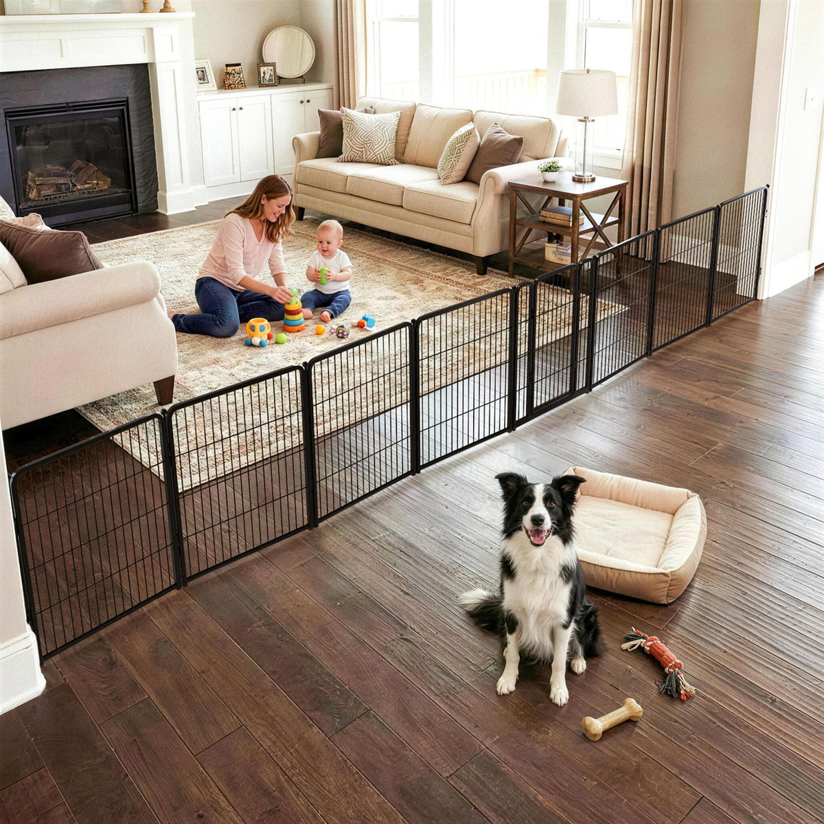 FXW Dog Gate, Extra Wide Adjustable for Openings Up to 111", 32" H