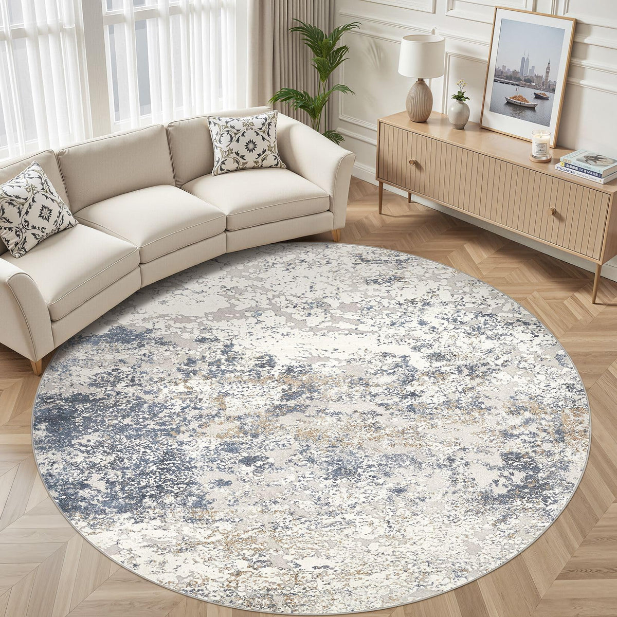 DMOYEST Area Rug Living Room Rugs 9x12 Washable Abstract Grey Carpet