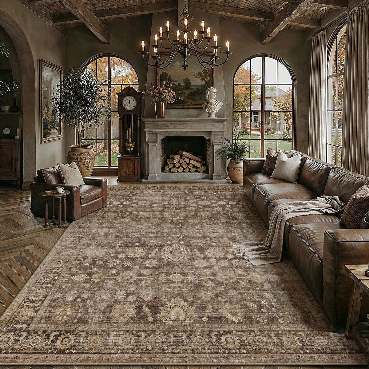 HUGEAR 8x10 Beige Neutral Area Rugs Washable Rug Carpet