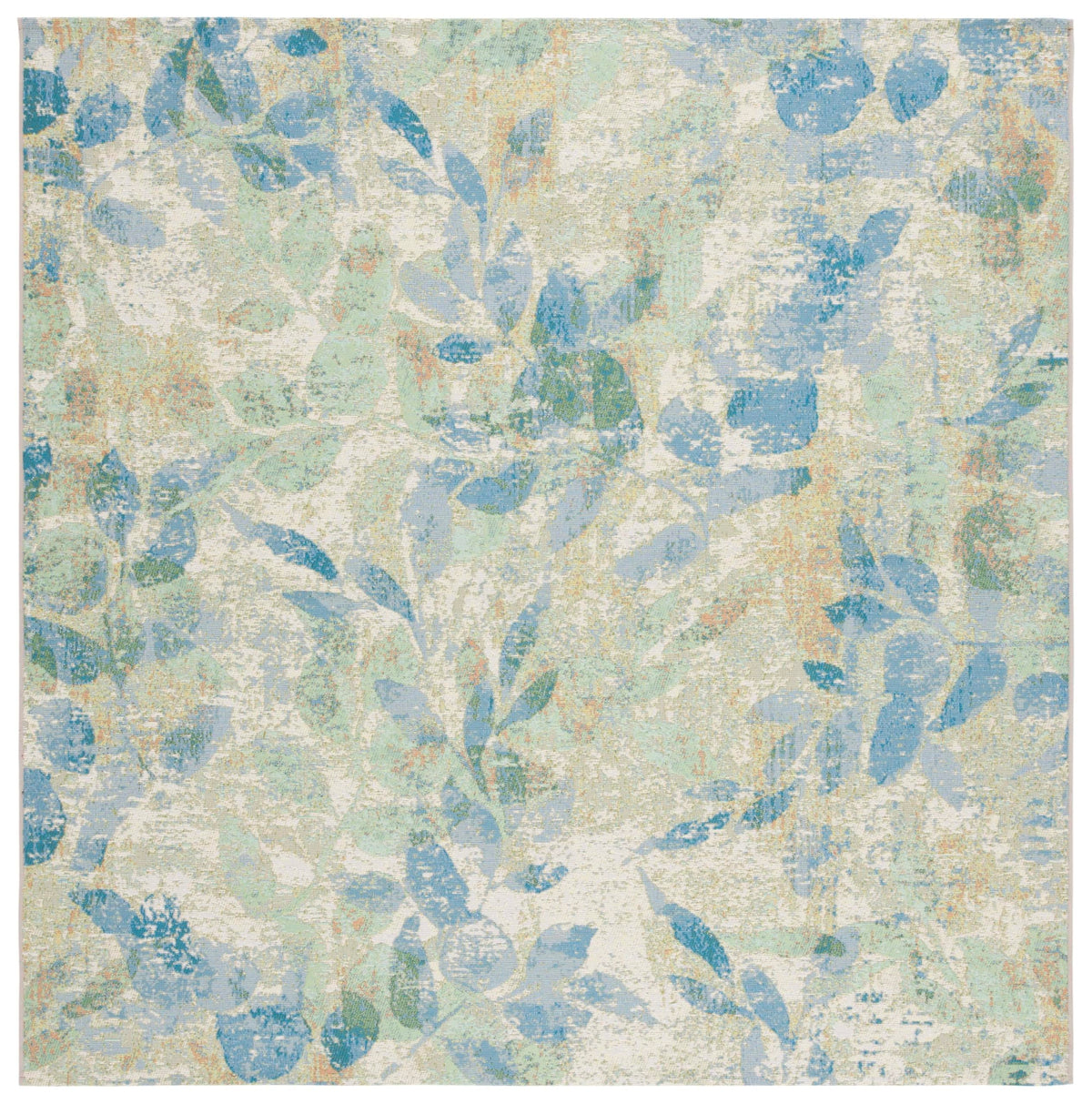 SAFAVIEH Washable Rug Outdoor Barbados Collection - 8' x 10'5", Blue & Ivory, Non-Shedding & Easy to Clean, Ideal for Patio, Backyard, Mudroom (BAR594M)