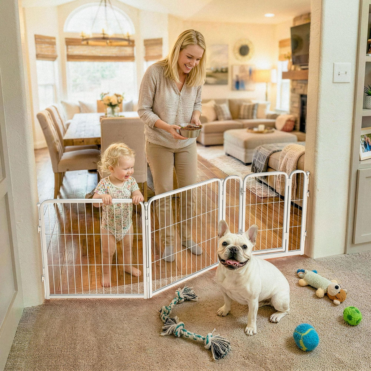 FXW Dog Gate, Extra Wide Adjustable for Openings Up to 165", 32" H
