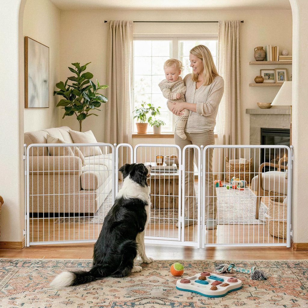 FXW Dog Gate, Extra Wide Adjustable for Openings Up to 111", 32" H