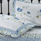 HESTIN 4Pcs Sky Blue Scallop Daybed Cover Set 75"x39" Petunia Embroidery