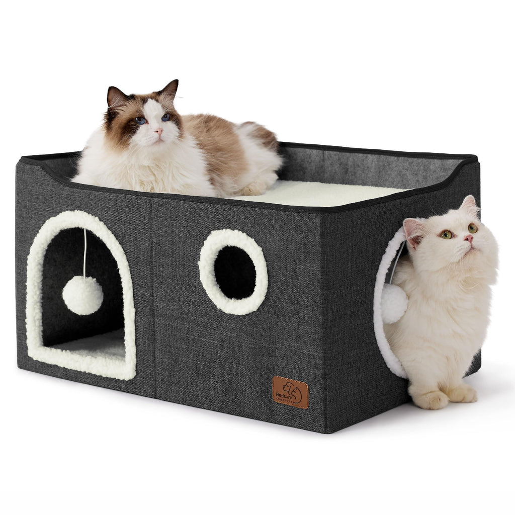 Bedsure 3-Level Cat Tree for Indoor Cats with Scratching Post,Grey