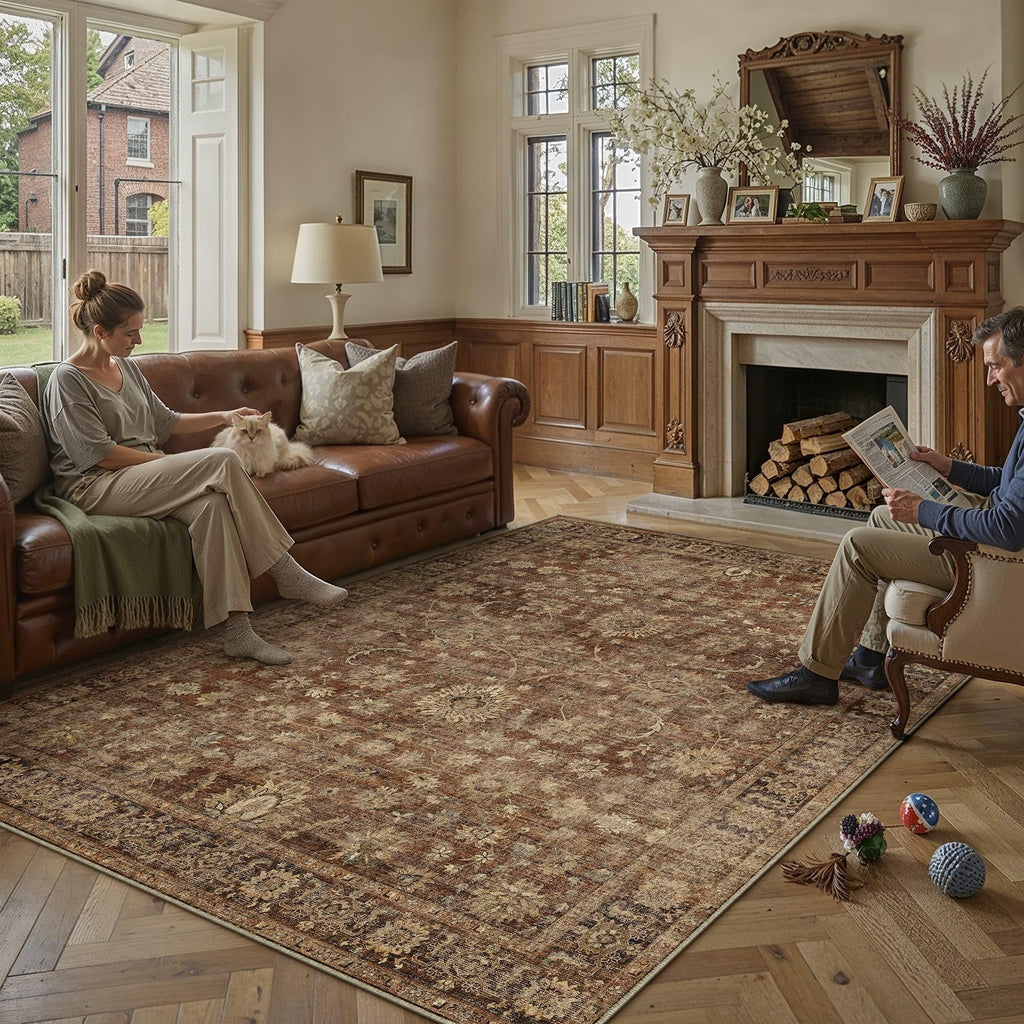 HUGEAR 8x10 Beige Neutral Area Rugs Washable Rug Carpet