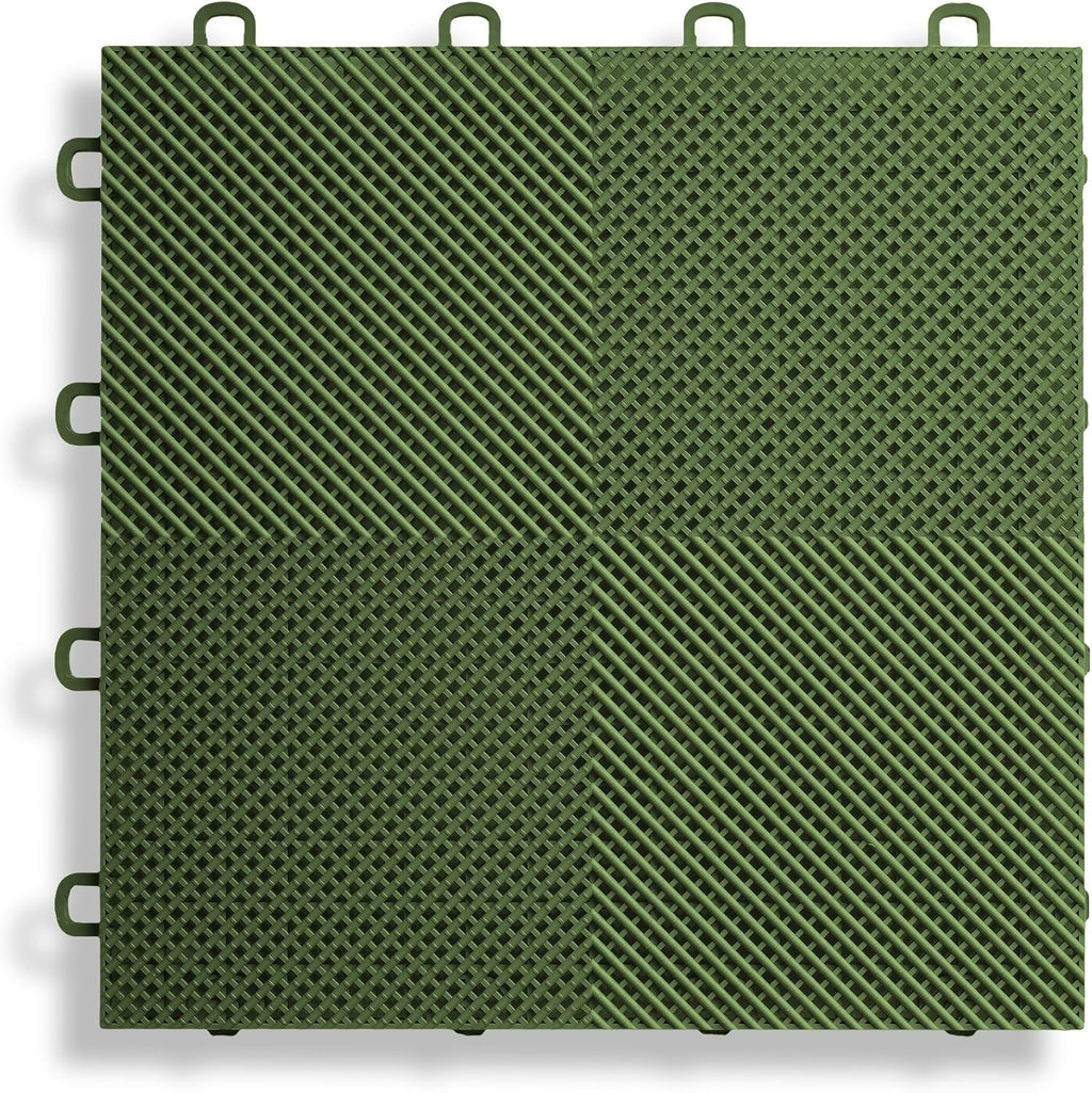 B2US5030 Deck and Patio Flooring Interlocking Tiles Perforated Pack, Green, 30-Pack
