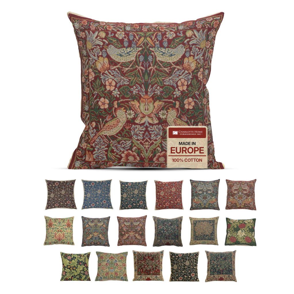 William Morris Chrysanthemum Multi Tapestry Throw Pillow Cover 16 x 16 in