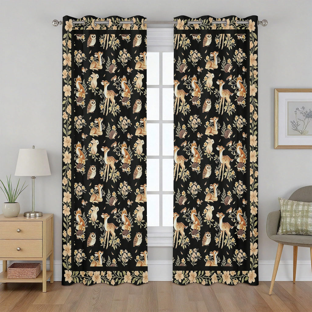 Peacock Curtains 96 Inches Long, Oriental Floral Animal Blackout Curtain